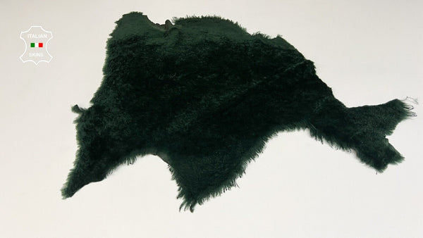 BOTTLE GREEN  Hair On sheepskin Lamb shearling fur leather hides 21"X25" #B8652