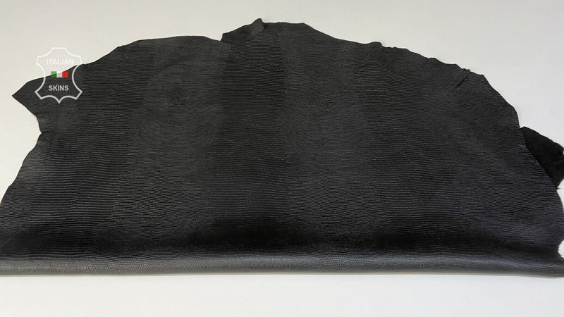 BLACK REPTILE LIZARD print On VEGETABLE TAN Thick Lamb leather 7+sqf 1.2mm B8216