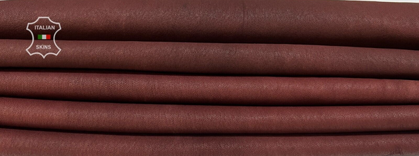 BURGUNDY VEGETABLE TAN Soft Stretch Lamb leather hides 4 skins 20sqf 1.0mm B7145