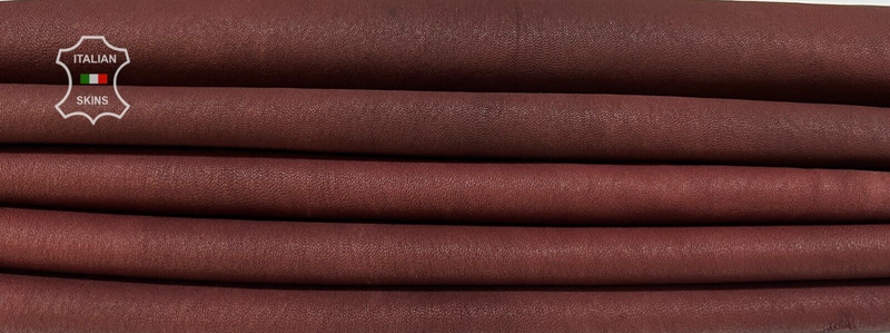 BURGUNDY VEGETABLE TAN Soft Stretch Lamb leather hides 4 skins 20sqf 1.0mm B7145
