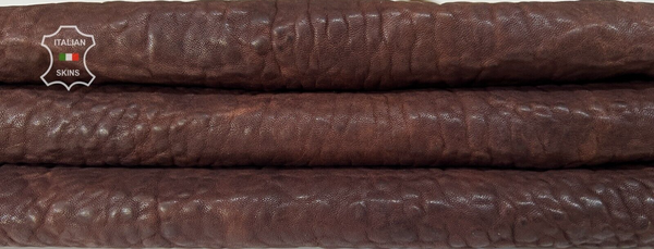 BROWN BUBBLY VEGETABLE TAN GRAINY Thick Soft Lambskin leather 3+sqf 1.4mm #B7415