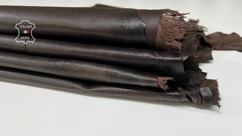CHESTNUT BROWN ANTIQUED Stretch Lambskin leather hides 3 skins 20sqf 0.7mm B7433