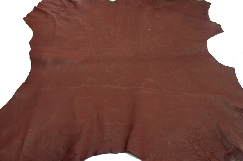 CALF leather hides skins WASHED ANTIQUED VINTAGE ROSEWOOD BROWN  #10199  6+sqf