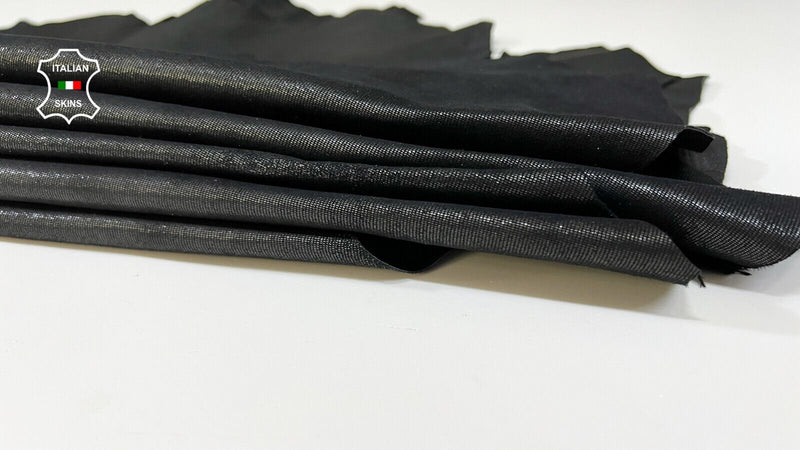 BLACK GUNMETAL SHIMMER PRINT ON Soft Goatskin leather 5 skins 15sqf 0.8mm #B9196