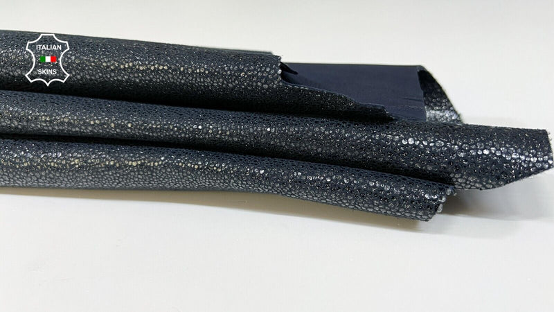 METALLIC BLUE GLITTERS SHIMMER PRINT Thick Soft Goat leather 3+sqf 1.2mm #B9188
