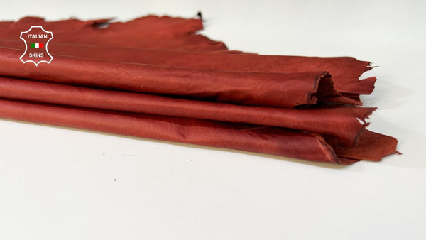 BRIC RED CRINKLE Thin Soft Italian Lambskin Leather hide hides 5sqf 0.4mm #B9593