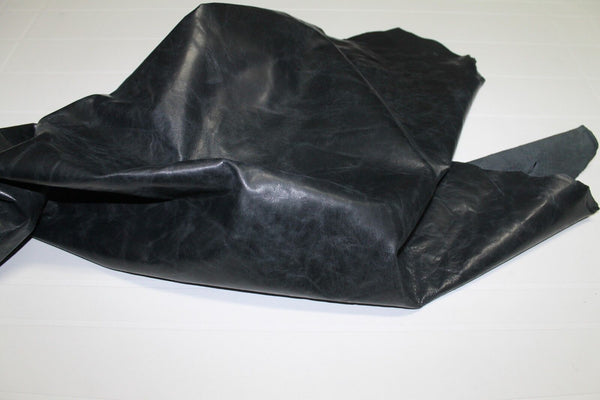 Italian Goatskin leather skins hides hide skin  VTG ANTRACITE DISTRESSED 6+sqf