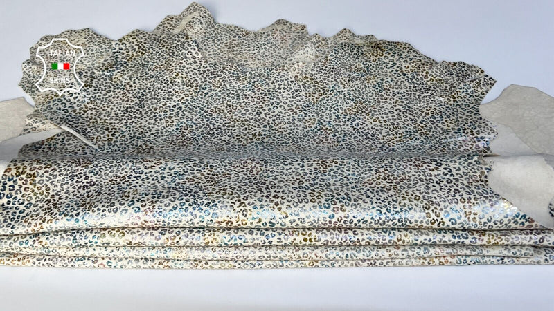 MULTICOLOR CHEETAH LEOPARD PRINT on Lamb leather 2 skins 10+sqf 0.8mm #B5484