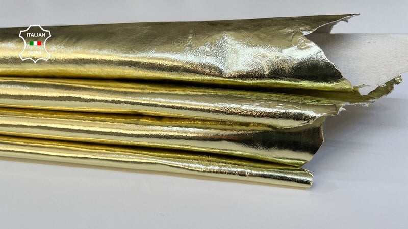 METALLIC GOLD Italian Goatskin Goat leather hide hides 2 skins 10sqf 0.9mm B9346