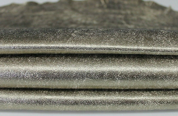 METALLIC PLATIN VINTAGE distressed Lambskin leather 3 skins 20sqf 1.0mm #A6625