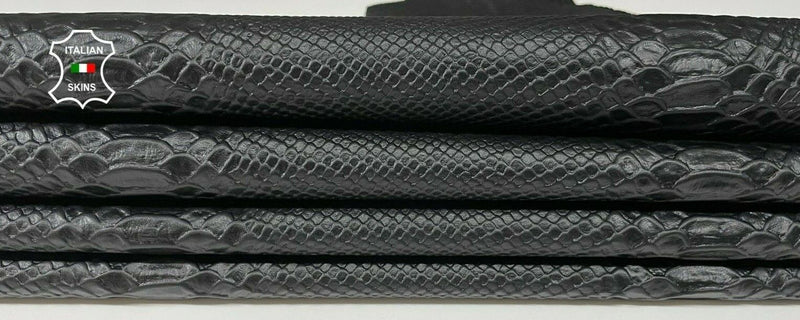 BLACK SNAKE EMBOSSED textured lambskin leather 2 skins total 12sqf 0.6mm #A8817