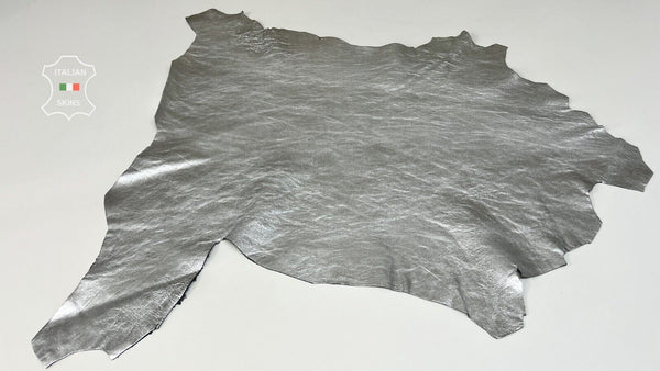METALLIC SILVER WASHED ROUGH Italian Goatskin leather hides 5sqf 1.0mm #B7808