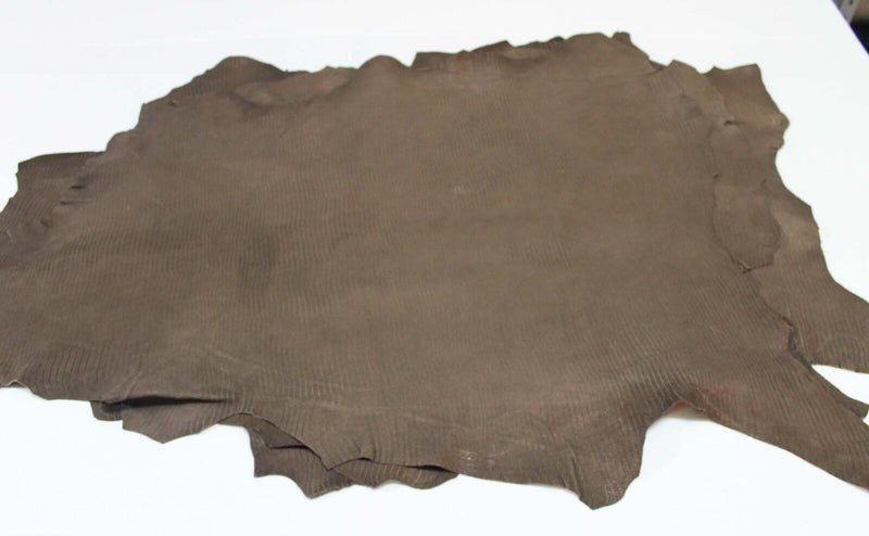 REPTILE BROWN WASHED vegetable tan Italian Lambskin leather skins 22sqf #A3501