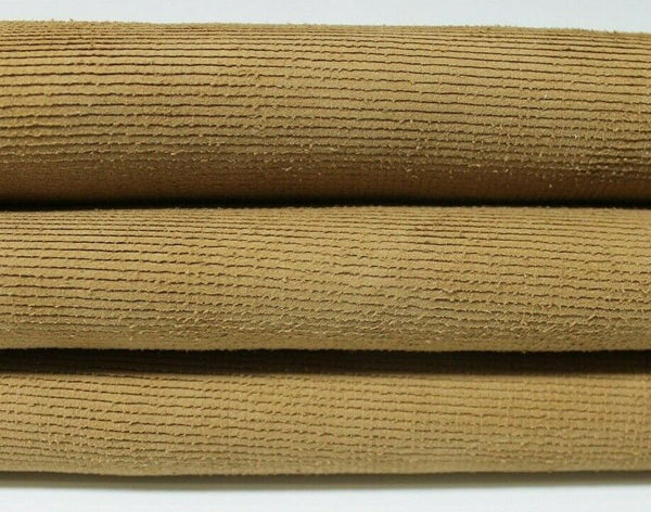CAMEL SAND SUEDE TEXTURED Italian Lambskin Lamb leather skin 4sqf 0.9mm #A4750