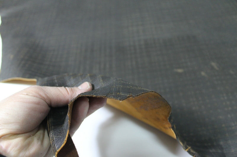 DARK BROWN TEXTURED VINTAGE soft Italian CALFSKIN leather skin 5sqf 0.9mm #A4737