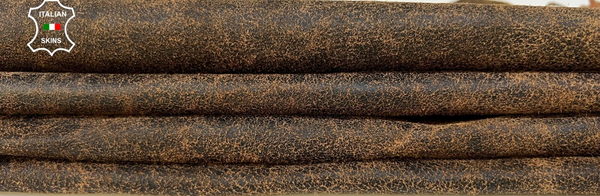 BROWN VINTAGE LOOK VEGETABLE TAN Thin Soft Goatskin leather 6+sqf 0.6mm #B9327
