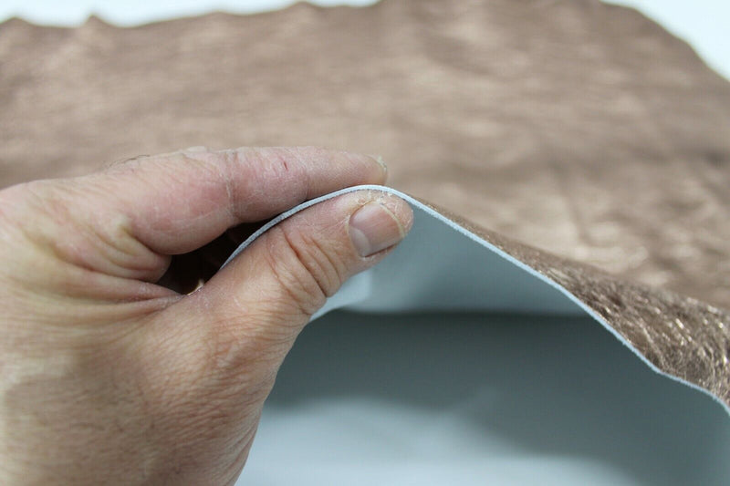 METALLIC ROSE GOLD crinkled crinkle rough Lambskin leather skin 6sqf 0.8mm A6019
