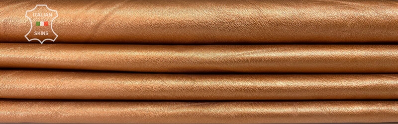 METALLIC COPPER Thin Soft Italian Lambskin Sheep leather hides 5sqf 0.5mm #B7510