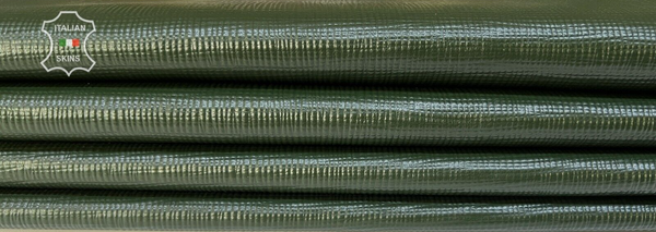 DARK GREEN PI LV textured print thin soft Lamb leather 2 skins 14sqf 0.6mm B8213