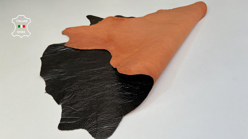 METALLIC GUNMETAL CRINKLED COATED Soft Italian Goatskin leather 4sqf 1.0mm B9634