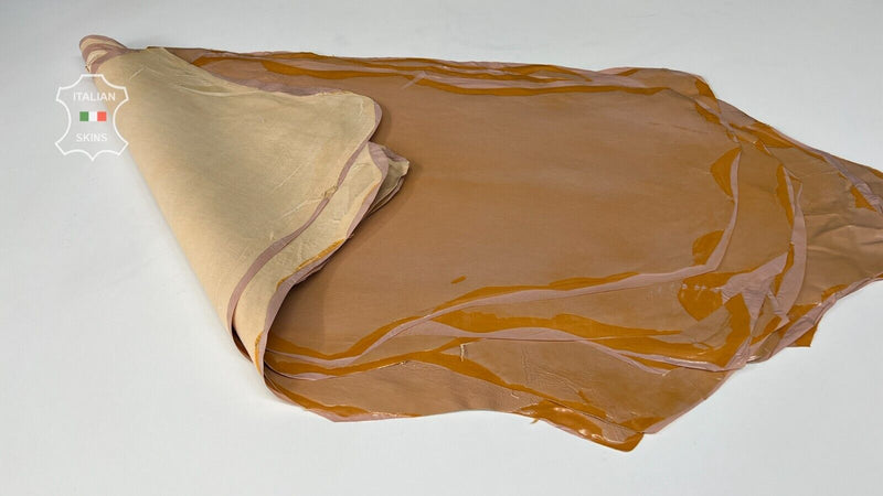 PATENT APRICOT ORANGE DISTRESSED Stretch Lamb leather 10 skins 50sqf 0.9mm B7385