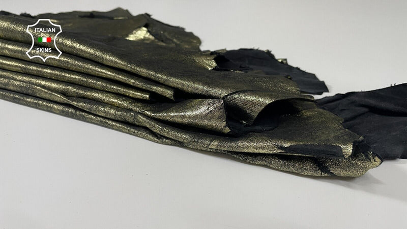 METALLIC BRONZE CRACKLED ANTIQUED Soft Lamb leather 2 skins 10+sqf 0.6mm #B2516