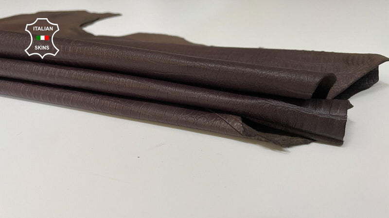 BROWN CROCODILE PRINT TEXTURED ON Italian Lamb skin leather 7sqf 0.6mm #B2580