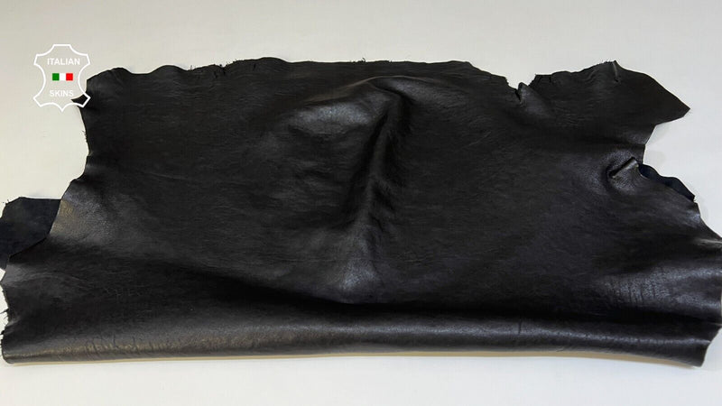 WASHED BLACK VEGETABLE TAN Thick Soft Italian Lambskin leather 7sqf 1.9mm B9543