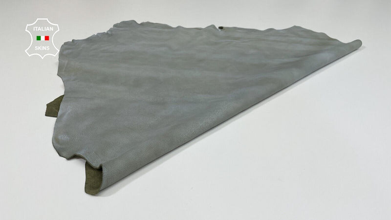 VINTAGE GRAY ON OLIVE Soft Italian Lambskin leather hide hides 5sqf 1.2mm #B2687