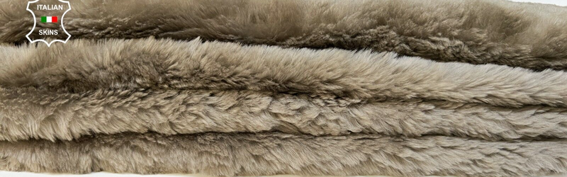 KHAKI GREY SHORT Soft Hair On sheepskin Lamb shearling fur leather 27"X35" B8697