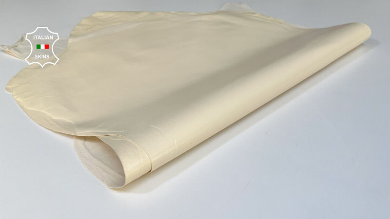CREAM IVORY SHINY Stretch Italian Lambskin leather 2 skins 10sqf 0.9mm #B3751