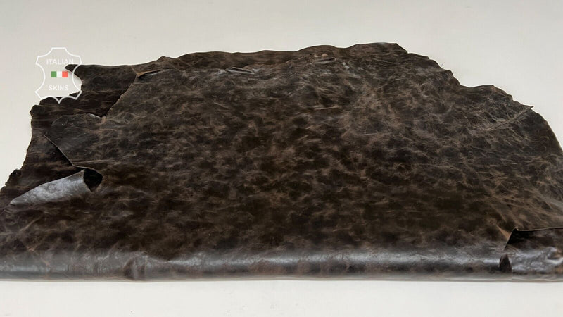 DARK BROWN ANTIQUED VEGETABLE TAN Thick Goat leather 2 skins 11sqf 1.1mm #B7508