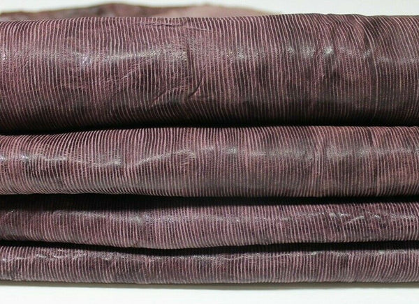 PLUM RAISIN textured antiqued vegetable tan Leather 8 skins 35sqf 1.1mm #A5169