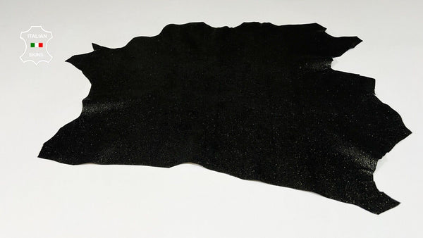 GOLD GLITTERS PRINT ON BLACK Soft Italian Goatskin leather 2sqf 0.9mm #B9198