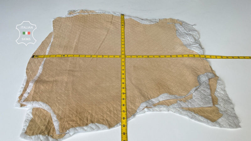 LIGHT SAND QUILTED SUEDE Soft Italian Lambskin leather 3 skins 15sqf 0.9mm B7365