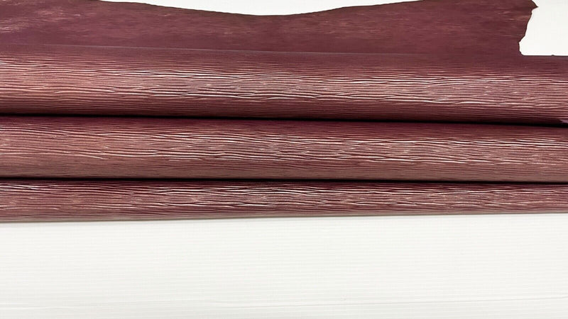 WINE EPI LV textured shiny strong Goatskin leather 2 skins 7sqf 0.8mm #A7425