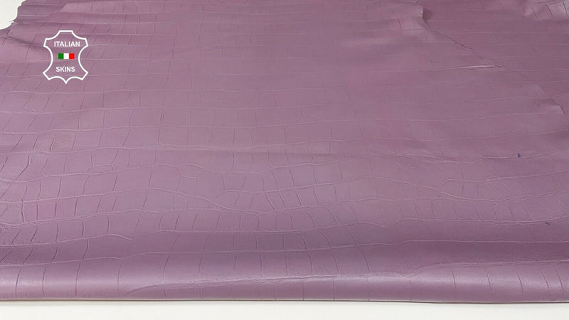 MAUVE LAVENDER CROCODILE EMBOSSED soft Lambskin leather 2 skins 18sqf 0.5mm #B25