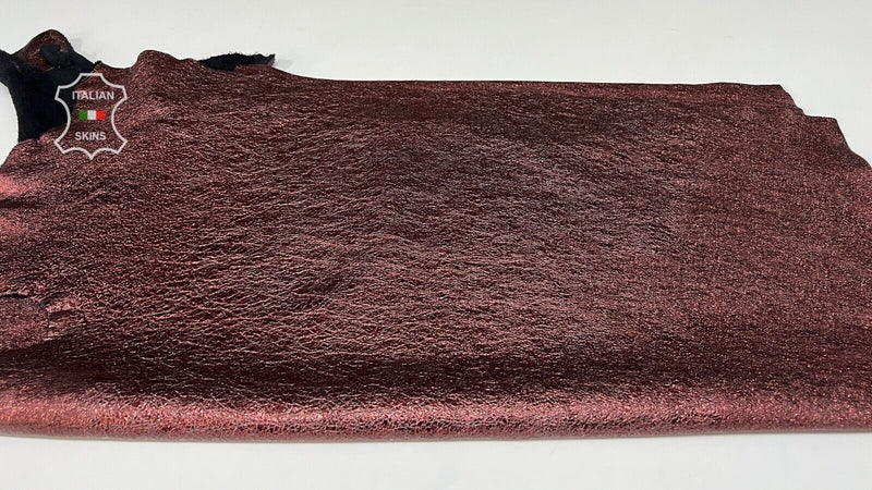 METALLIC OLD WINE CRISPY CRINKLED Thick Calf leather 2 skins 16+sqf 1.3mm #B7427