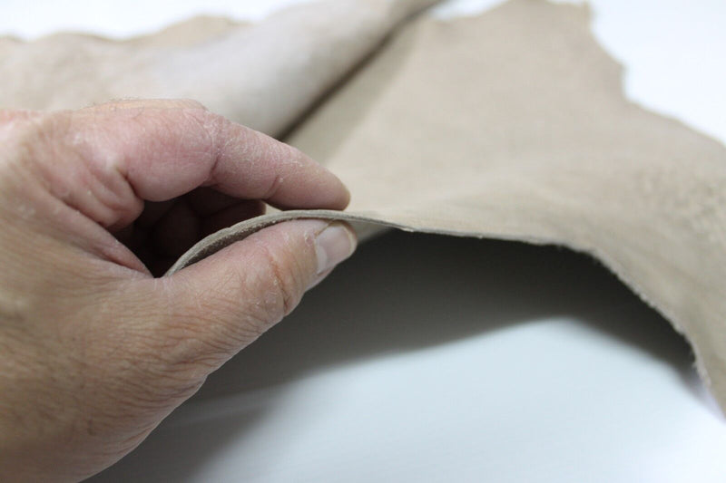 BEIGE GRAINY WASHED ANTIQUED thick vegetable tan Lambskin 2 skins 10sqf #A4207