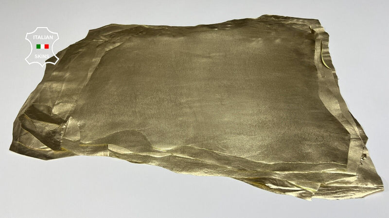 METALLIC PLATINUM LIGHT GOLD Stretch Lambskin leather 5 skins 20sqf 0.7mm #B3525