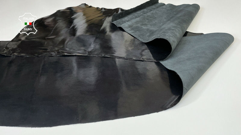 BLUE BLACK PATENT calfskin calf cow leather 2 skins total 12sqf 1.3mm #A8224