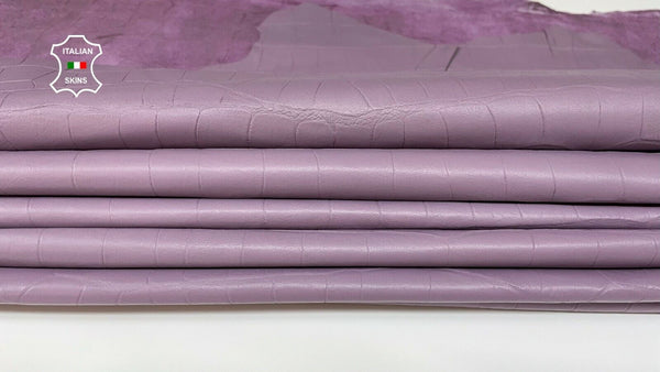 MAUVE LAVENDER CROCODILE EMBOSSED soft Lambskin leather 2 skins 18sqf 0.5mm #B25