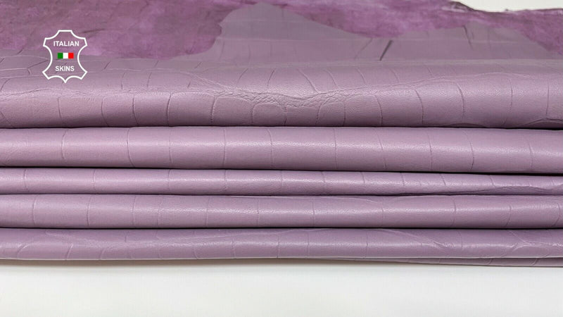 MAUVE LAVENDER CROCODILE EMBOSSED soft Lambskin leather 2 skins 18sqf 0.5mm #B25