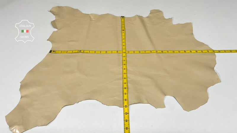 CREAM IVORY SHINY Strong Italian Goatskin Goat leather hides 4+sqf 0.7mm #B7534