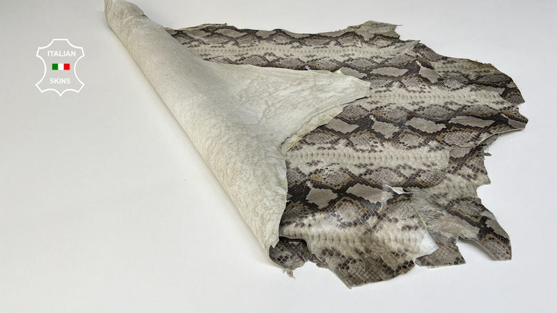 TAUPE GRAY PYTHON SNAKE PRINT On Lambskin leather 2 skins 12sqf 0.9mm B6711