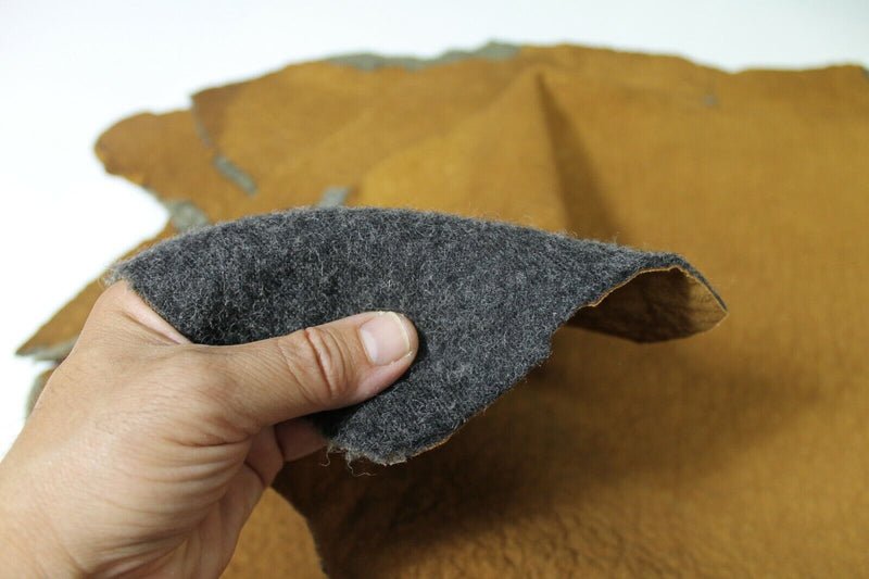CAMEL BROWN WOOL BACKSIDE Italian Lambskin Lamb leather 5 skins 22sqf #A5522