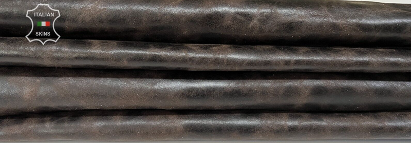 DARK BROWN ANTIQUED VEGETABLE TAN Thick Goat leather 2 skins 11sqf 1.1mm #B7508