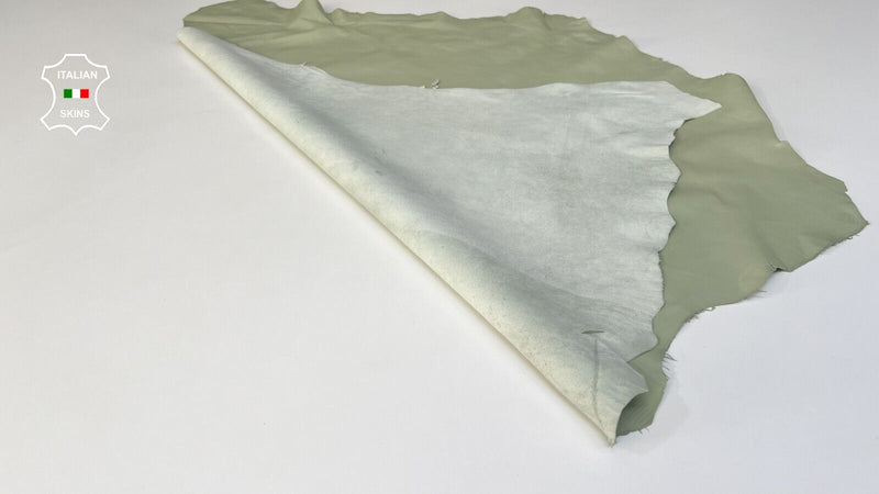 TEA GREEN SEMI GLOSS Soft Italian Lambskin leather Bookbinding 6sqf 0.7mm #B9564