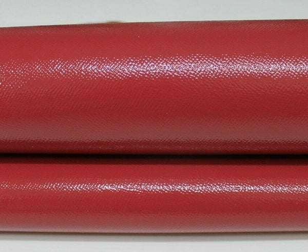 EPSOM PATENT PUNCH PINK Upholstery Italian CALF cow Leather skin 8+sqf 2.0mm #P1