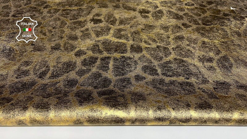 METALLIC OLD GOLD GIRAFFE TEXTURED ON Lamb leather 2 skins 10+sqf 0.6mm #B6055